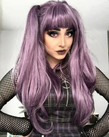 Purple Emo Hair With Side Ponytails