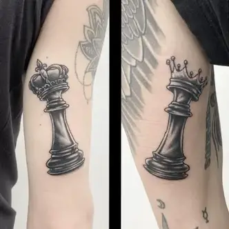 king and queen chess piece tattoo