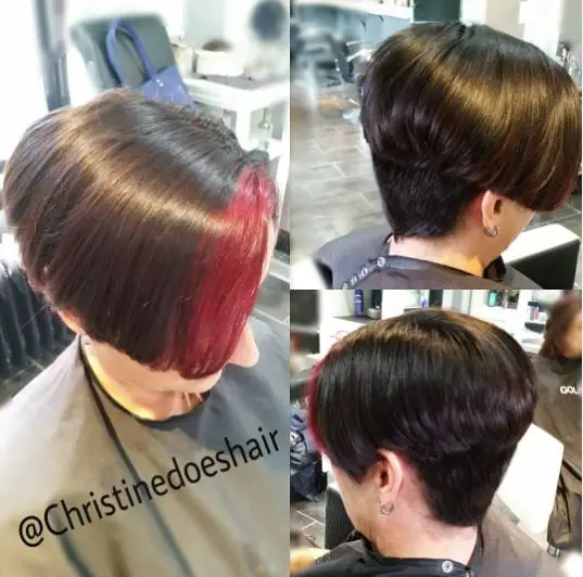Red Accent On Short Bob Wedge