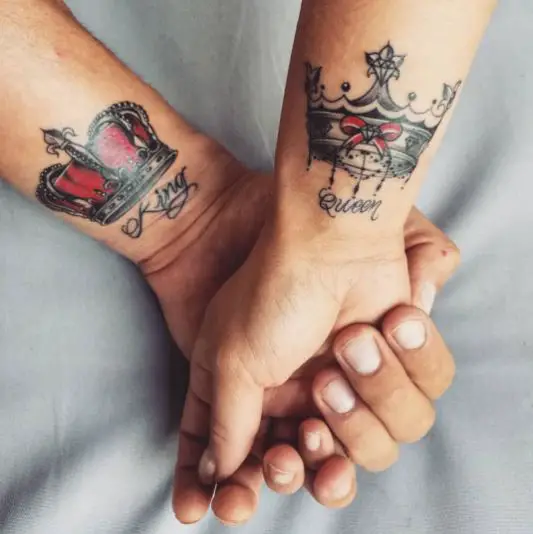 Red Theme Couples King and Queen Tattoo