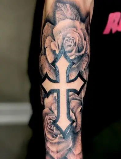 Rose and Cross Tattoo