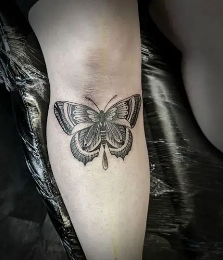 Shin Moth Tattoo