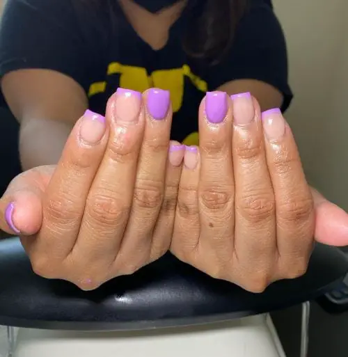 Short Purple Acrylic Nails