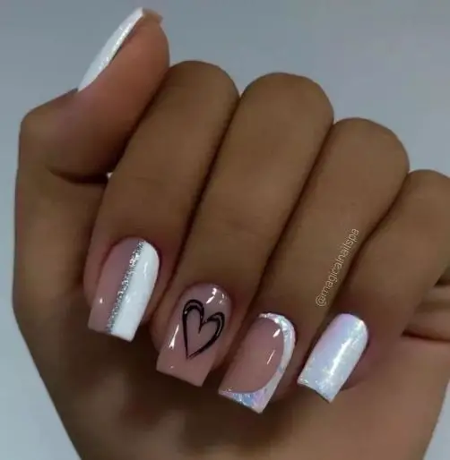 Short White and Nude Acrylic Nails