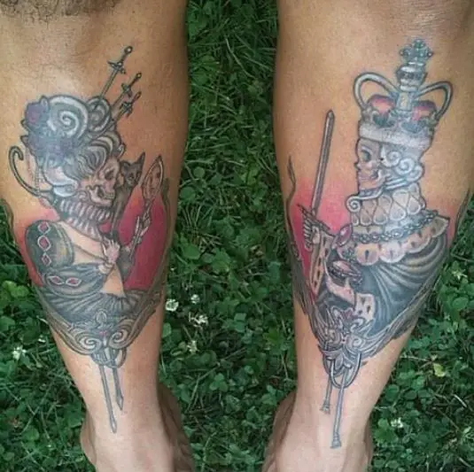 Skull King and Queen Tattoo on Legs