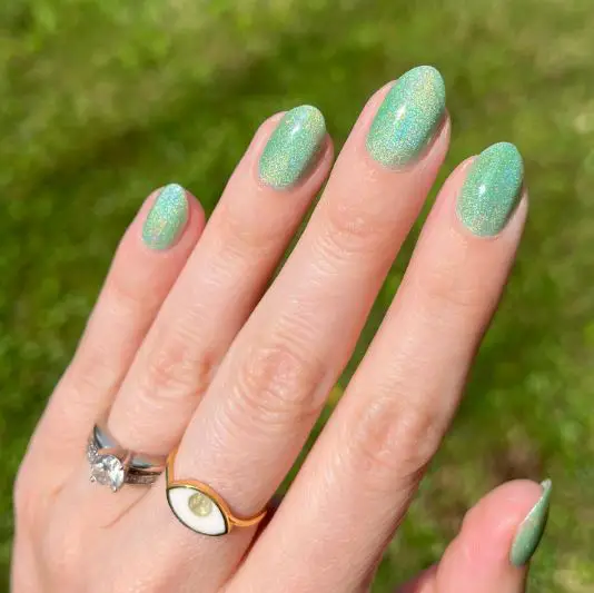 Soft Shade of Mint Green with Glitter