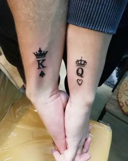 Solid K and Q Crowned Tattoo