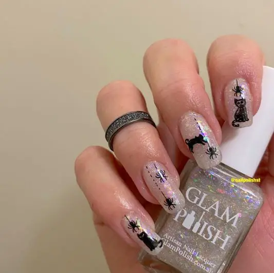 Spider and Cat Nail Design
