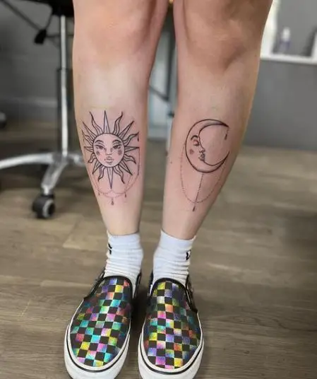 Sun Moon Jewel Tattoo Art
