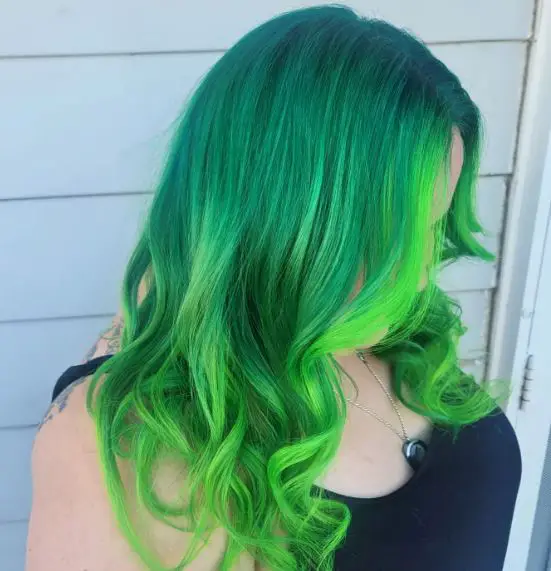 Teal Green Long Hair with Highlights