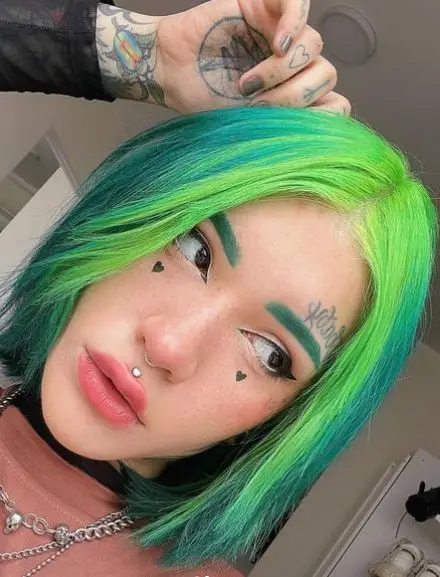 Teal Green Hair with Highlights and Balayage