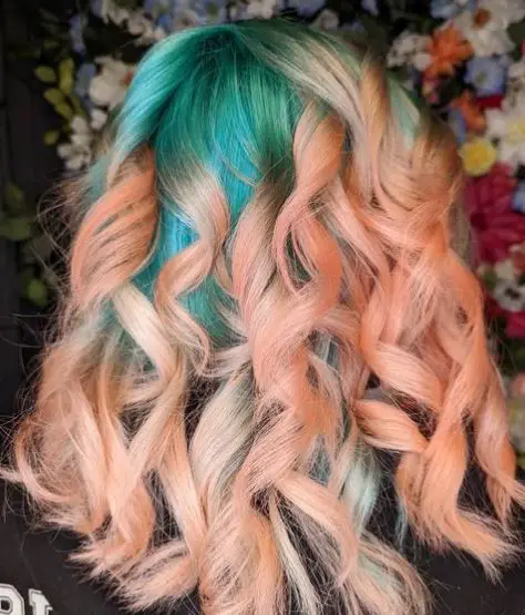 Teal Hair with Light Rose Highlights