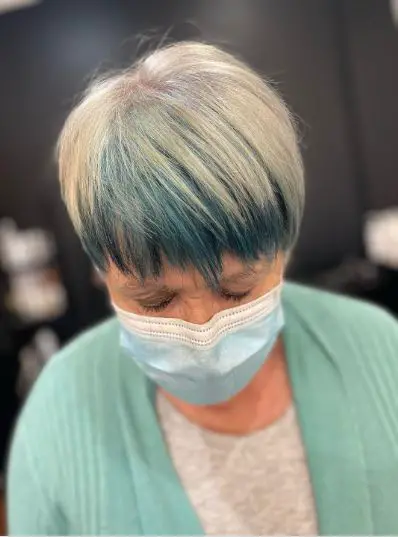 Grey Hair with Teal Blue Ombre