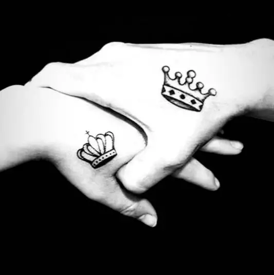 Tiny Crown Tattoo For Couple