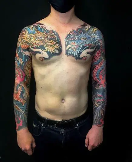 Two Side Full Sleeve Dragon Tattoo