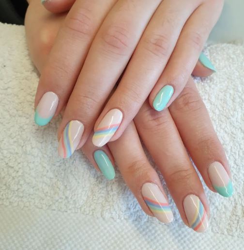 Unicorn Themed Mint Green Nails