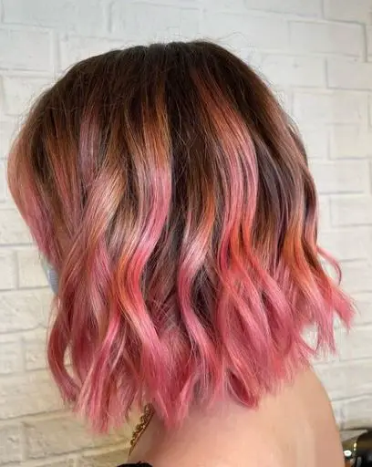 Wavey Pink Balayage Hair