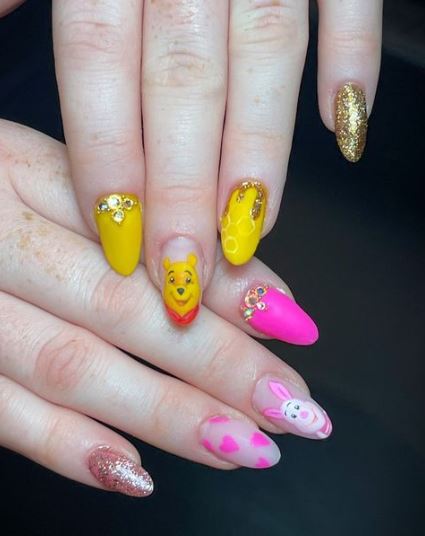 Winnie The Poo Nail Art