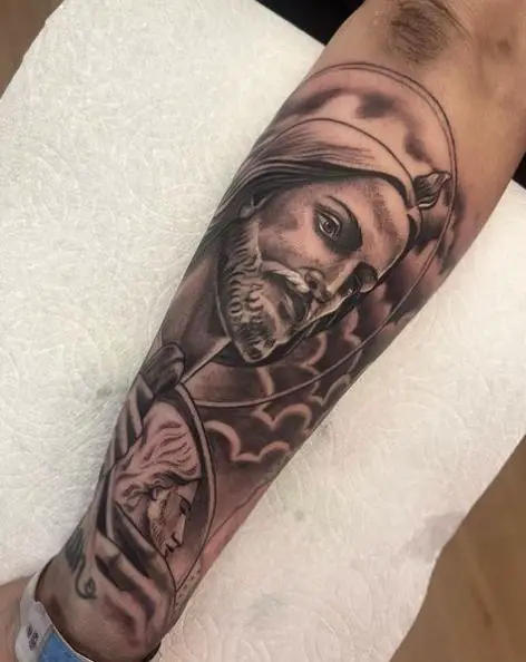 San Judas Arm Tattoo