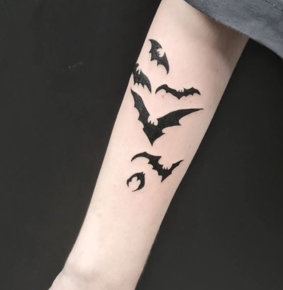 Black Bats Forearm Tattoo