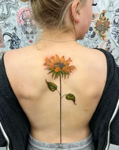 Sun Flower Spine Tattoo