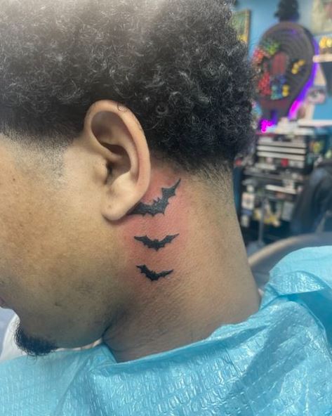 Bats Behind Ear Tattoo