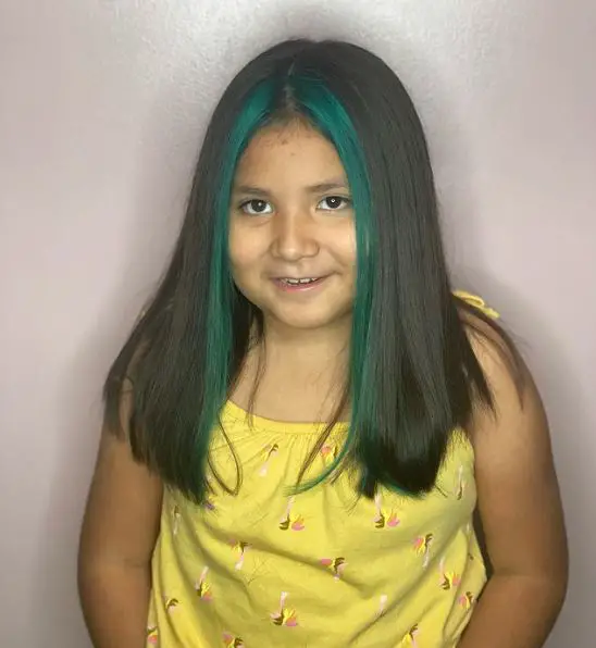Black Hair With Green Dyed Bangs