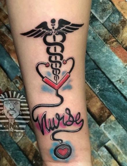 Black Stethoscope and Hearth Tattoo