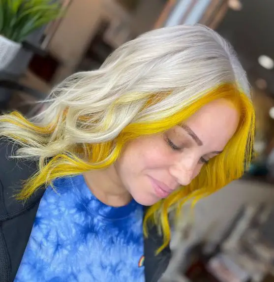 Icy Blonde Hair with Yellow Fringe