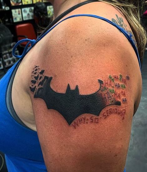 Batman Symbol Shoulder Tattoo