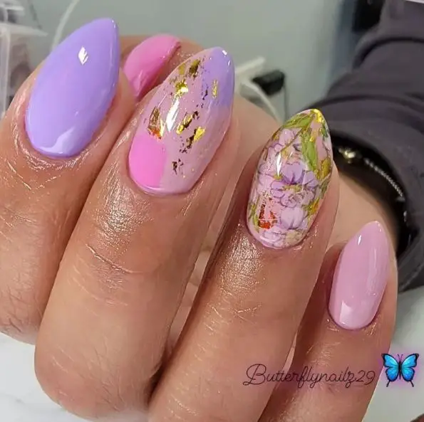 Spring Pink and Purple Nails