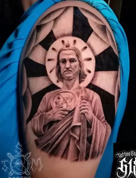 San Judas Shoulder Tattoo