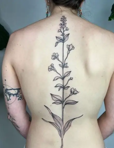 Wild Flowers Spine Tattoo