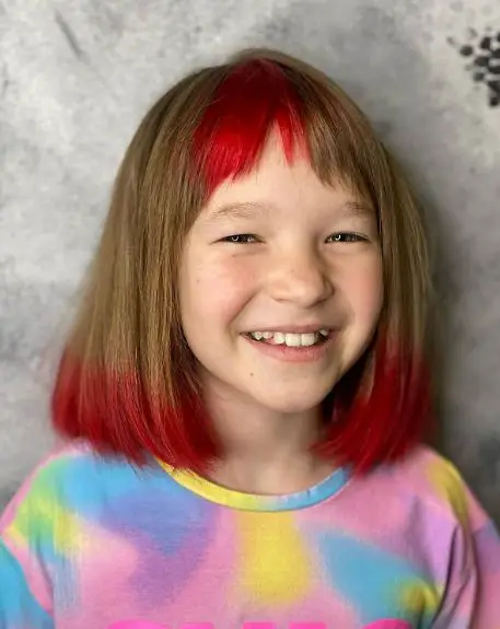 Red Bangs and Red Hair Tips