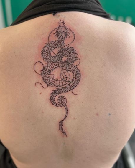 Twisted Dragon Spine Tattoo