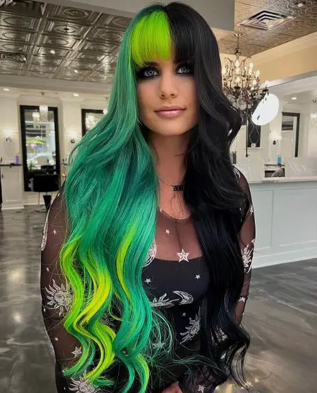 Half Neon Emerald Hair