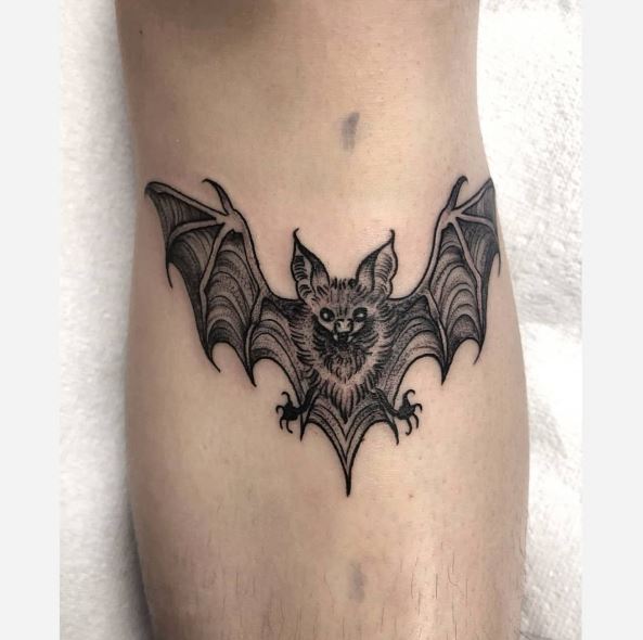 Flying Spooky Bat Tattoo