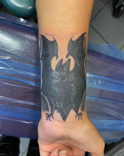 Black Bat Wrist Tattoo
