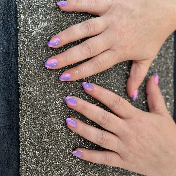 Acrylic Pink and Purple Nails