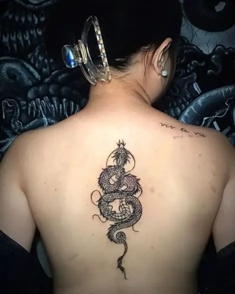 Black Dragon Spine Tattoo