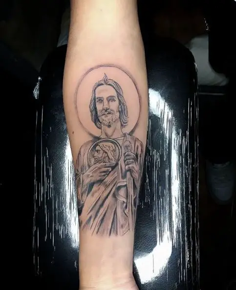 Linework San Judas Arm Tattoo