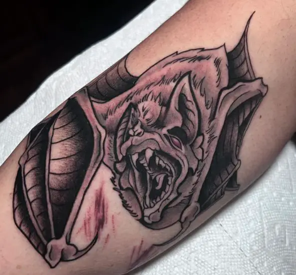 Bloody Flying Vampire Bat Tattoo
