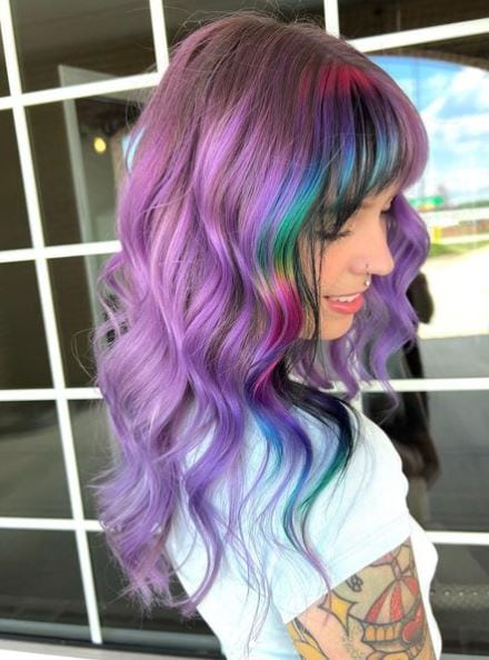 Neon Bangs with Violet Hair