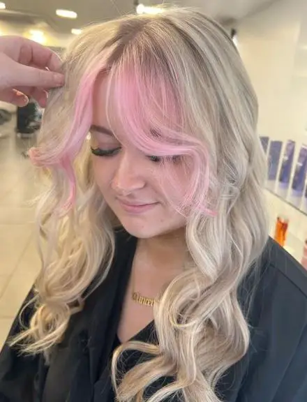 Blond Hair with Light Pink Bangs