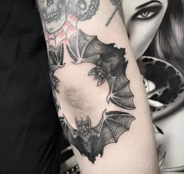 Vampire Bats Elbow Tattoo