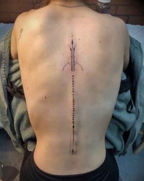 Ornament with Message Spine Tattoo