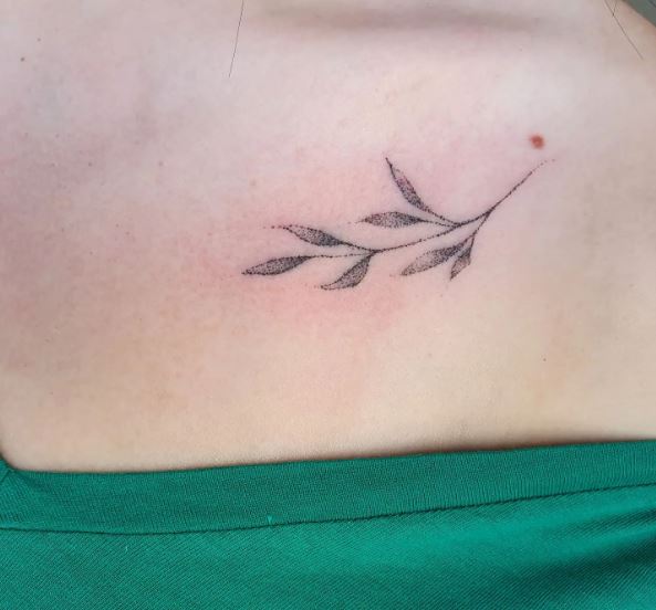 Dot Work Tattoo of Olive Branch