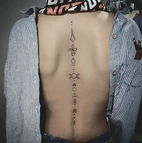 Thin Ornamental Spine Tattoo