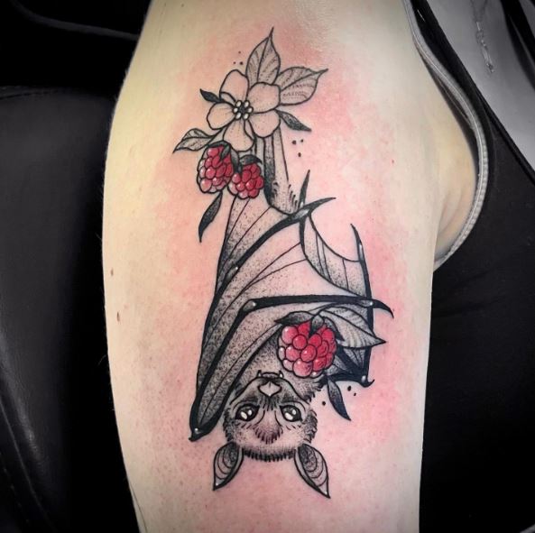 Raspberries and Bat Arm Tattoo