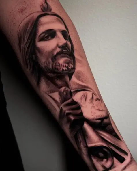 Shaded San Judas without Halo Tattoo